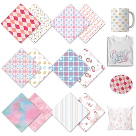 WOWOCUT Sublimation Transfer Sheets, 12 Packs Heat Transfer Paper, 12"X12" Sublimation Sheet for Cricut Machine DIY T-Shirt for Girls,Mugs,Canvas Tote