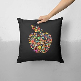 iiRov Apple Icon Floral Collage - Custom Decorative Home Decor Indoor or Outdoor Throw Pillow Cover Plus Cushion Set for Sofa, Bed or Couch (Pillow CASE Cover Plus Cushion)