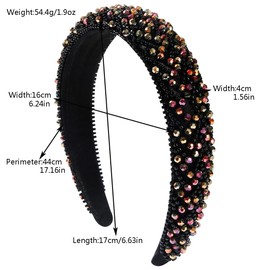 SLTXLNXH Luxury Handmade Beaded Headband for Women, Fashionable and Simple Crystal Rice Bead Decorative Headband, Versatile Hair Accessories for Girls