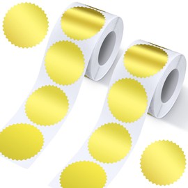 Outus 1000 Pieces Certificate Wafer Embossing Seal Stickers Labels Stickers with Serrated Edge for Envelopes Business School, 2 Inch Round