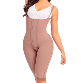 DELIE Fajas Colombianas Moldeadoras 186 High Compression Knee Length Girdle, 3 Lines of Hooks Butt Lifting Shapewear
