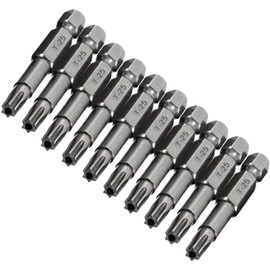 XMHF 10 Piece 50mm Long 1/4 Inch Hex Shank T25 Torx Head Magnetic Screw Driver Bit Set Security Tamper Proof Star 6 Point Screwdriver Kit Tools