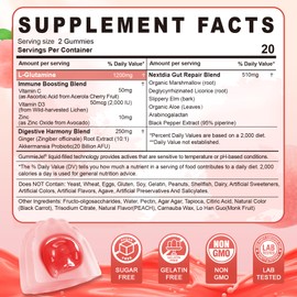 L-Glutamine 1200mg Gut & Immune Support Gummies,Leaky Gut Repair Supplement with Slippery Elm,Marshmallow Root,Ginger Root,Arabinogalactan,Organic Aloe,Vitamin C,Vitamin D3,Zinc,Sugar-Free | 60 Count