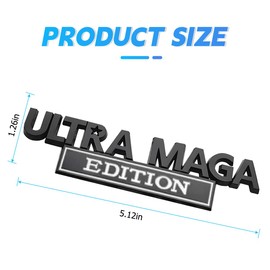 BELOMI Ultra MAGA Edition Car Emblems, 3D Letter Metal Vehicle Badge Embossed Stickers, Strong Adhesive Exterior Auto Body Decorative Decal Accessories, Universal for SUV, Truck, Sedan（Black/White）