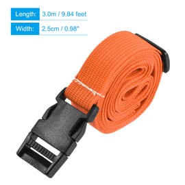 sourcing map Utility Strap with Buckle 1x118 Inch Polyester Quick Release Adjustable Belt for Travel Outdoor Bag Luggage Packing (Orange)