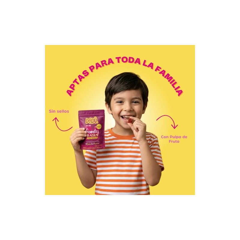 DELOU Gomitas Sin Azúcar - Veganas Endulzadas con Monk Fruit