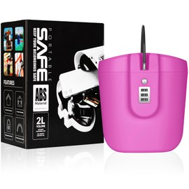 Portable Anti-Theft Lock Box, Portable Security Lock Bag, Mobile Travel Safe & Beach Safe with Numbers to Keep Your Valuables Temporarily Secure. (Rose Red)