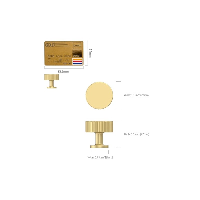 Amerdeco 10 Pack Brushed Gold Cabinet Knobs Single Hole Cabinet