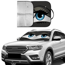 Car Windshield Sun Shade, Wear-Resistant Black Tape, Foldable, Visor Protector for Car Sedan Truck SUV Accessories 57.1" L x 27.6" W