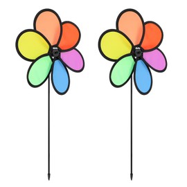 SEWACC Pinwheel Toy Pinwheel Flower Shape Windmill Wind Spinner Garden Outdoor Play Windmill Garden Decoration Colorful Windmill Accessories Camping Festival Supplies 2 Pcs