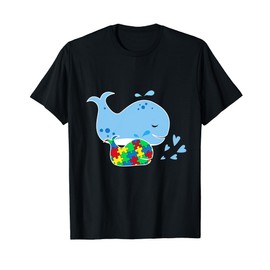 Baby Whale Love Puzzle Piece Cool Autism Awareness Gift T-Shirt