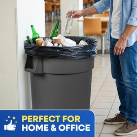 PLASTIC PRINCE 55 Gallon Trash Bags 3 Mil Fit Rubbermaid Brute Rollout Round and Square 32-55 gal Trash Cans 36" x 50" Large Durable Heavy Duty Garbage Trash Can Liners, Black Pack of 100