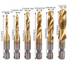 6pcs HSS Countersink Tap Drill Bit Set Metric Thread Tap