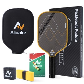 ALLWAKE 3K Raw Carbon Fiber Pickleball Hot Pressing Technology 16MM Custom Made USAPA Approved Color: White-Red