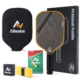 ALLWAKE 3K Raw Carbon Fiber Pickleball Hot Pressing Technology 16MM Custom Made USAPA Approved Color: White-Red