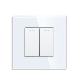 CNBINGO Rocker Button Switch with Phosphor Dots, Tempered Glass Wall Plate, 10 Amp