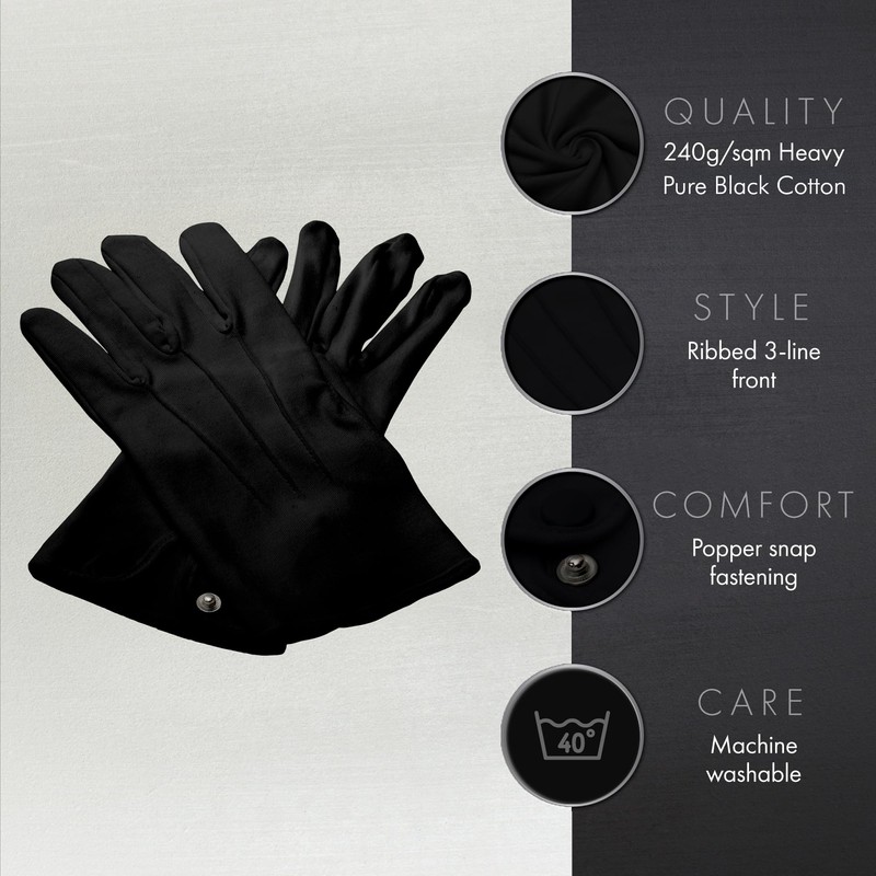 THE MASONIC COLLECTION - Plain Cotton Gloves for Men -