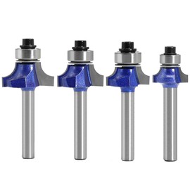 Bestgle 4pcs 1/4" Shank Roundover Edging Router Bit Set with Ball Bearing, Industrial Grade Corner Rounding Edge-Forming Edging Woodworking Milling Cutter Tools 3/8" 5/16" 1/4" 1/2"