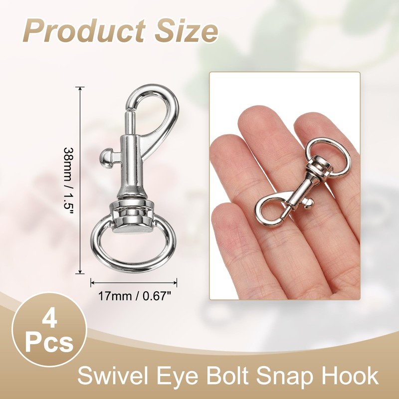 PATIKIL 4Pcs Swivel Eye Bolt Snap Hooks One End Flag