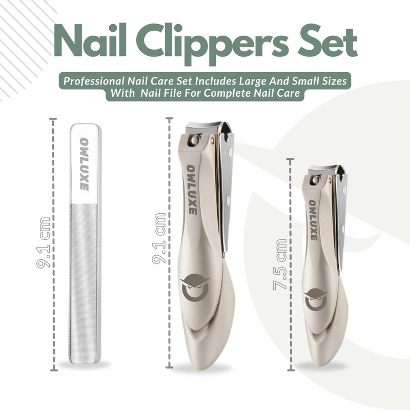 Heavy Duty Nail Clippers Set with Catcher - Wide Jaw