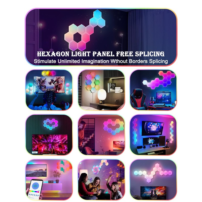 LEDGUHON Hexagon LED Lights 10 Pack, Smart RGB Wall Decor