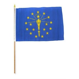 12x18 US State and Territories Stick Flag Banner Wood Staff (Indiana)