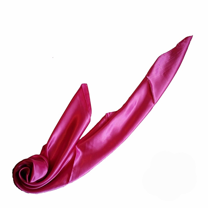 Square Plain Satin Like Feel Silk Scarf Lovely Colours (Fuchsia)(Size: