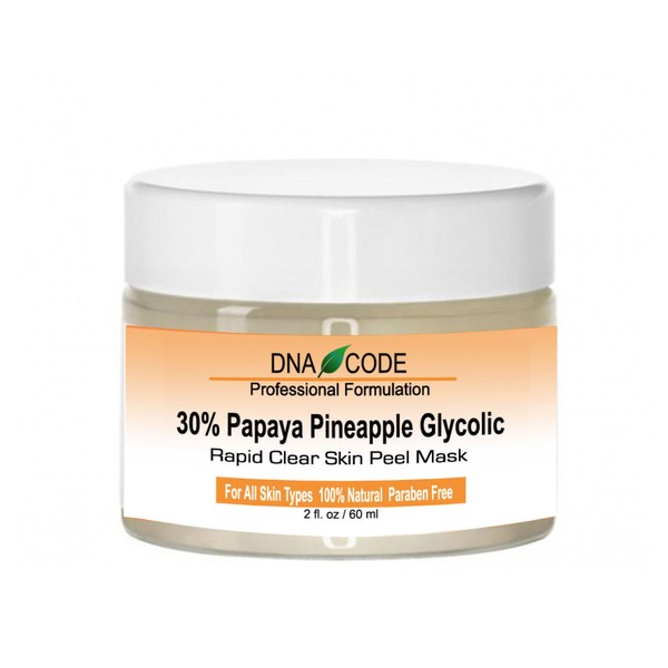 DNA Code®-30% Papaya Pineapple Enzyme Face Mask Peel w/Argireline, Hyluronic Acid, Glycolic Acid, Vit. C, E, CoQ10