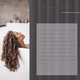 Waterproof Fabric Shower Curtain Thick Bathroom Curtain (Grey, 180x180cm)