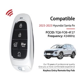 2 Keylessbest Replacement for 2023 Hyundai Santa Fe Key Fob Remote Control TQ8-FOB-4F27 5 Buttons 434MHz