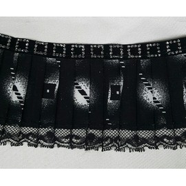 2 1/4" Wide Pleated with Lace Ruffled Trim Price Per 2 Yards