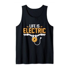 Life Is Electric Funny E-Bike Electric Bicycle Biking Mens Tank Top