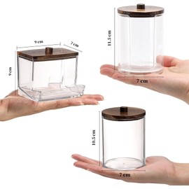 Organizador del de Baño Set,Dispensador de Algodón,Tanque de Almacenamiento con Tapa,Organizador de Almohadillas de Maquillaje,Artesanía,Material de Oficina,Cosméticos,Sales De Baño y Más