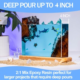 Deep Pour Epoxy Resin 4.5 Gallon 2-4" Inch Pour Depth Low Viscosity Crystal Clear & High Gloss, Bubble-Free Casting 2:1 Mix Ratio Resin Kit for Wood River Table Wood Filler Bar Top Resin Art Crafts