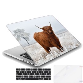 MINGDAO Case Compatible with MacBook Air 13 inch Retina Display with Touch ID, Hard Protective Shell with Keyboard Cover (M1 A2337 A2179 A1932, 2018 2019 2020 Release) - Scotland Highland Cow