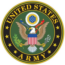 Army Seal Logo U.S. Army Emblem Military 10" Round Vinyl Decal Sticker for Cars Trucks Laptops etc...(Red White and Blue) (10 Inch Full Color)