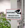 Sign "Achtung - Bereich wird videoüberwacht" (German Language) Aluminium /