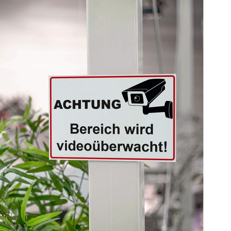 Sign "Achtung - Bereich wird videoüberwacht" (German Language) Aluminium /