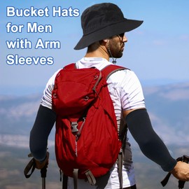 SwirlColor Men's Fishing Hat, Foldable Black Rain Hat, Men's Waterproof Fishing Hat, Men's Adjustable Summer Hat, Men's Bucket Hat, Outdoor Hats for Men, black