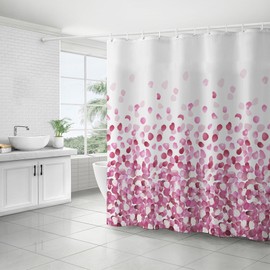 FAIRYGATE Garden Shower Curtain Outdoor Printed Shower Curtains Modern Designs 12 Ring Hooks 180x180cm Pink Pebble Bathroom Curtains B8411