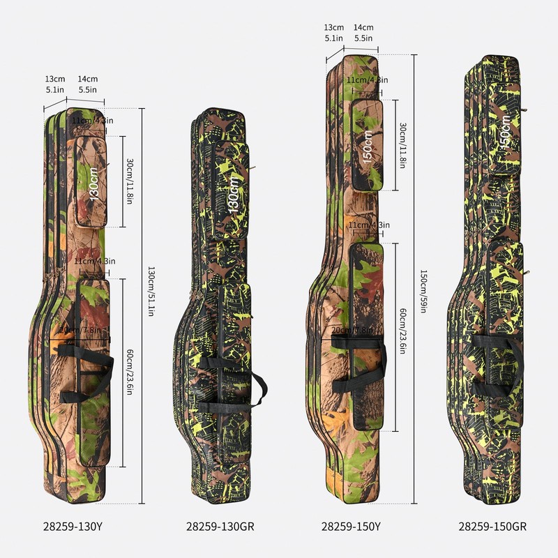 LEOFISHING Portable Folding Fishing Rod Carrier Reel Case Bag 4.27ft/