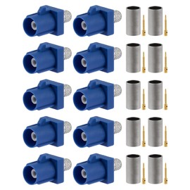 POBADY 10PCS Fakra C Male Crimp Connectors Fakra C Male Blue Connector Coding Crimp for RG58 Cable