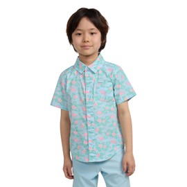 Hurley Boys' Woven Button Down Shirt, Blue Ice/Flamingo