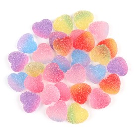 iSuperb 60pcs Slime Charms Mixed Candy Resin Cabochon Love Heart Mini Sweet Candy Model Epoxy Resin Jewelry DIY Slime Accessories for Scrapbooking Crafts (Heart-Shape)