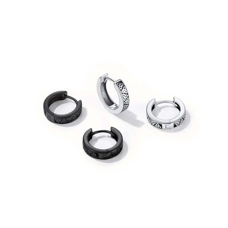 ChicSilver Black Hoop Earrings for Men Celtic Knot Irish Black