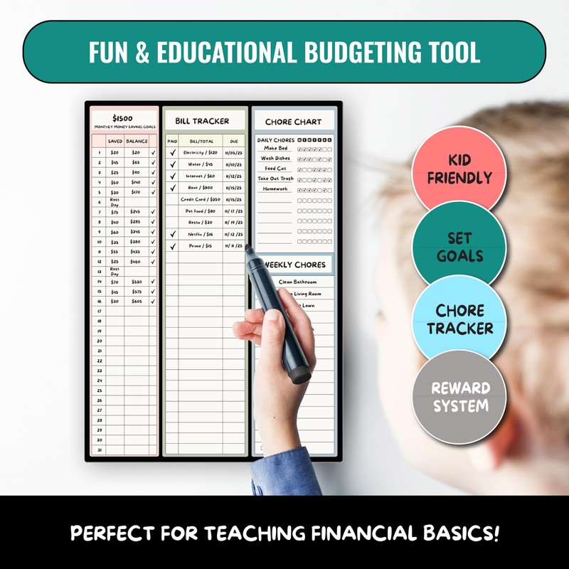 Magnetic Dry Erase Budget Planner and Bill Organizer | 10"