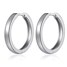 jiamiaoi Hoop Earrings for Men Women Titanium Hoop Earrings Stainless Steel Mens Hoop Earrings Silver Hoop Earrings 21mm
