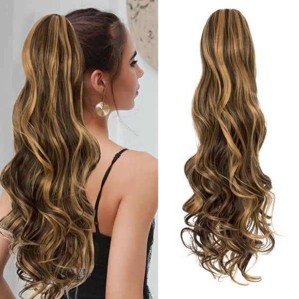 Benehair Ponytail Extensions with Drawstring, 60 cm Long, Wavy Braid