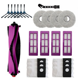 22 Pcs Replacement Accessories for Eureka J15 Pro Ultra Robot Vacuum Cleaner,1Rubber Main Brush,4Mop Pads,4Filters,6Side Brush,6Dust Bag,1Cleaning Brush.