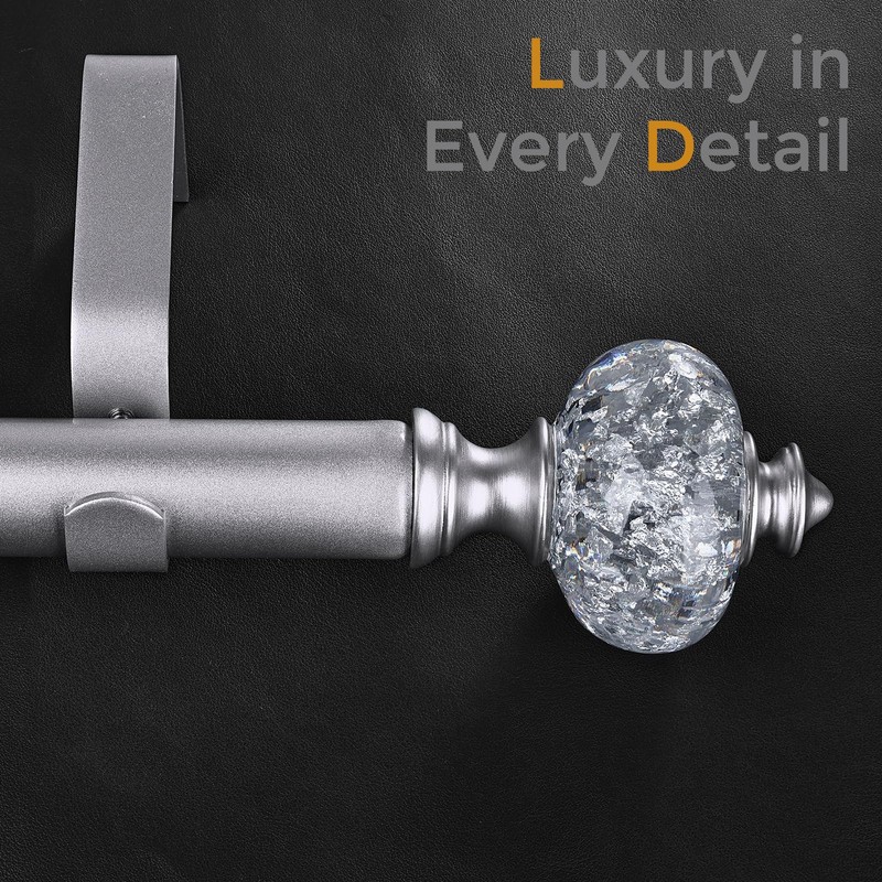 JRZOO Silver Curtain Rod for Windows 28 to 48 Inches,